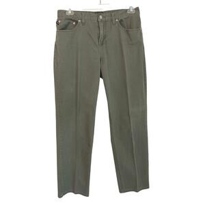 Polo Jeans Co Ralph Lauren Women’s Green Cotton Jean Straight Leg Mid Rise Sz 12